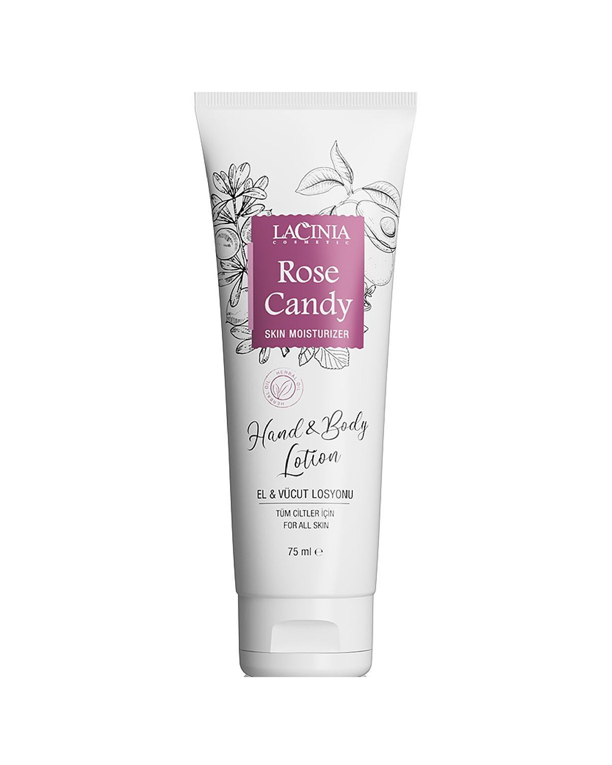 The 75 ml tube of Rose Candy Hand & Body Lotion